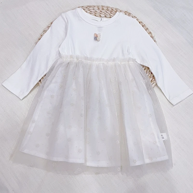 米乐熊春款女童小花网纱连衣裙0560