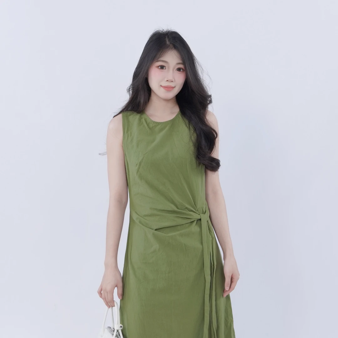 三福 夏季度假风绑带无袖连衣裙优雅气质显瘦背心长裙女508636