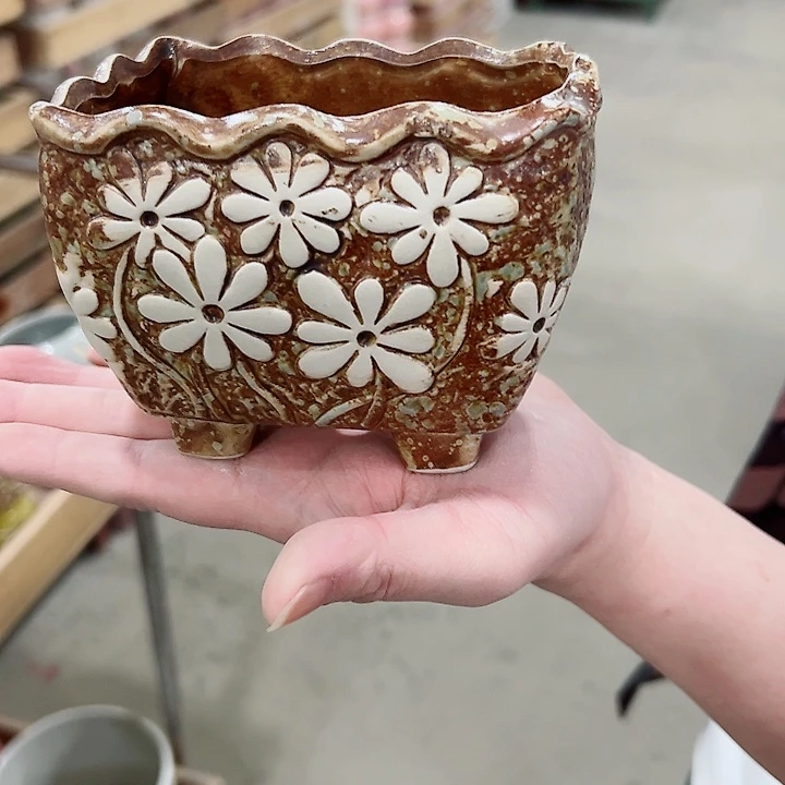 有孔.凑满10元发货多肉陶瓷花盆！