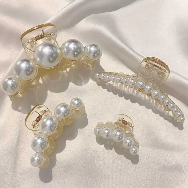 发夹女后脑勺珠珠发卡大号盘发鲨鱼夹韩国ins网红气质头饰抓发夹