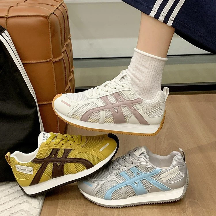 网面透气阿甘鞋2025夏新款时尚复古拼色德训鞋百搭休闲鞋运动鞋