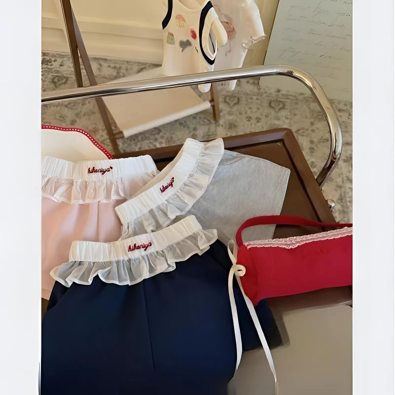 女童短裤2025夏季新款女孩亲子花边设计休闲裤韩版女童小孩衣服