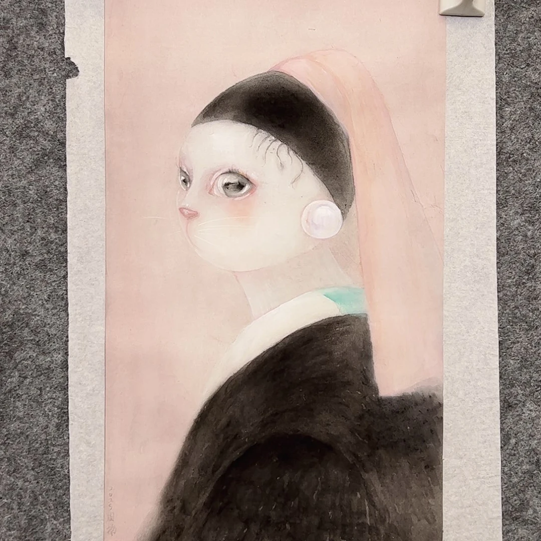 国画纸本（f35679）珍珠耳环 书画