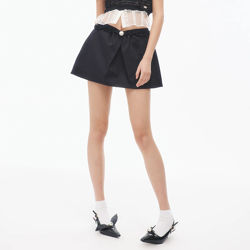 LE FAME/拉飞姆2025夏季新品A字丝毛半裙时尚百搭短裙