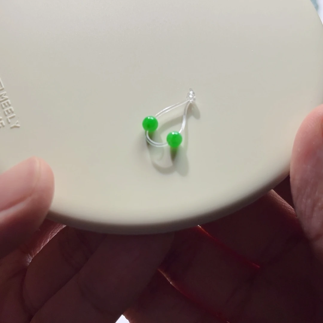 翡翠散珠小*帽天然缅甸A货珠子2颗4mm