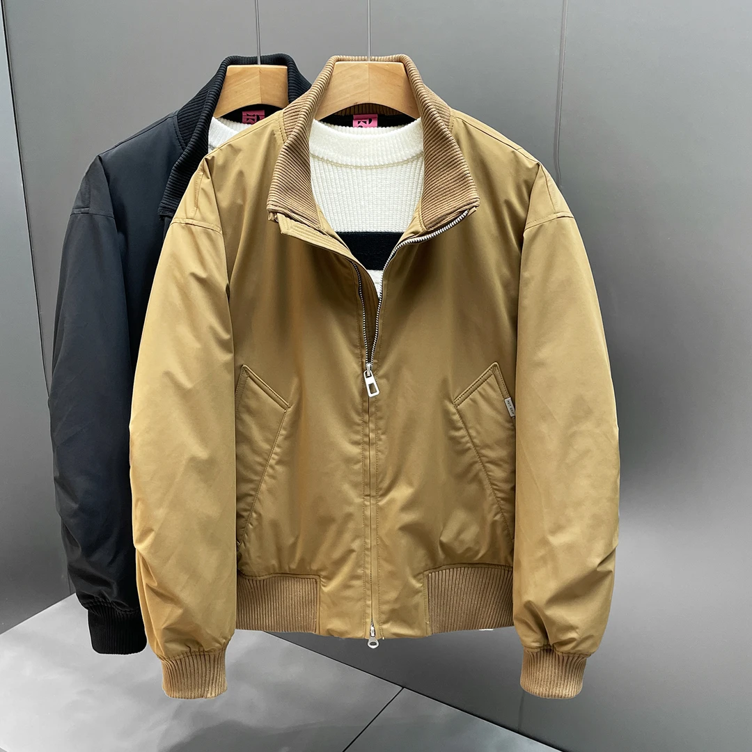 冬季新款90白鸭绒男士百搭羽绒服时尚日系简约保暖立领夹克外套男