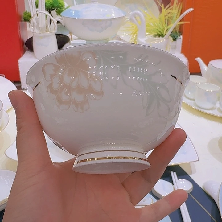 45%以上骨粉骨瓷描金清雅碗单拍