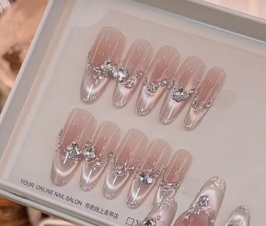 【天秤座】新款猫眼手工穿戴甲甜美美甲10片（无收纳盒）