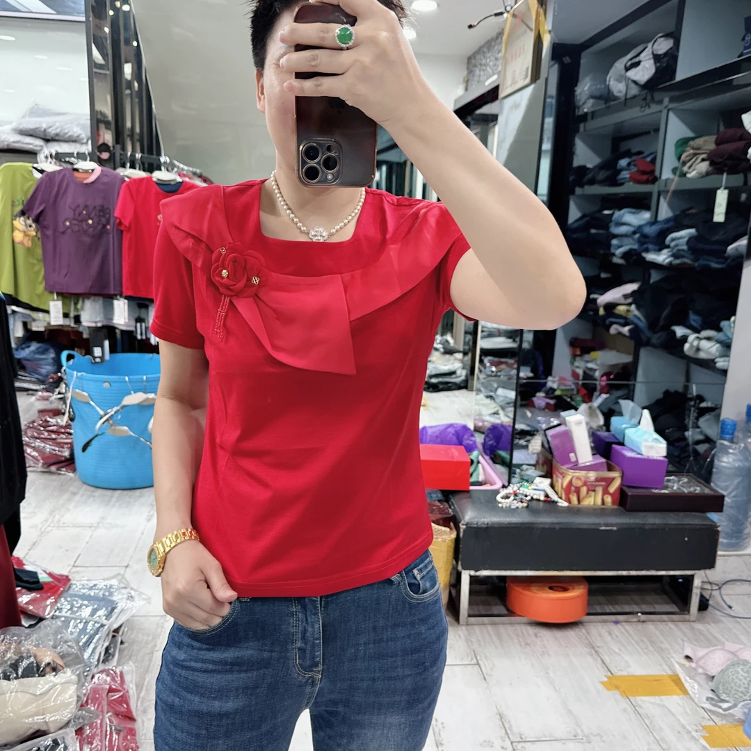 韩货喜事高档丝光棉不起球小方领2色上衣8521品