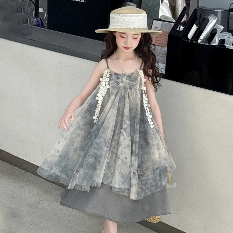 女童连衣裙夏装2025新款洋气女孩裙子女大童吊带裙儿童夏季公主裙