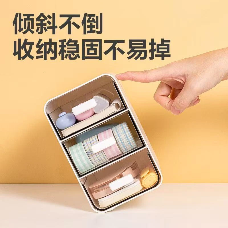 小号三层桌面收纳盒一个颜色随机