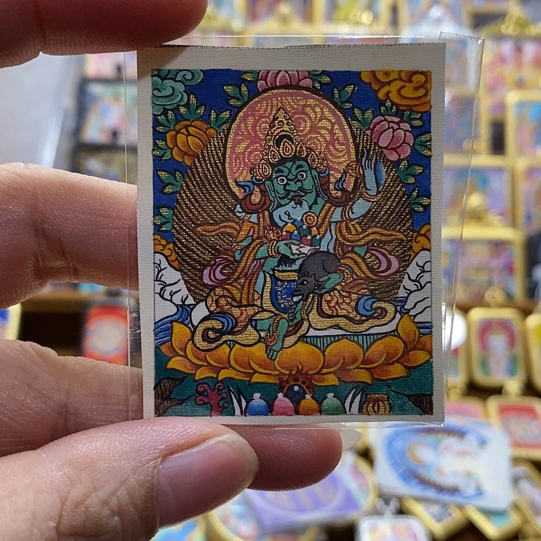 装裱画美***情纯手绘绿财神