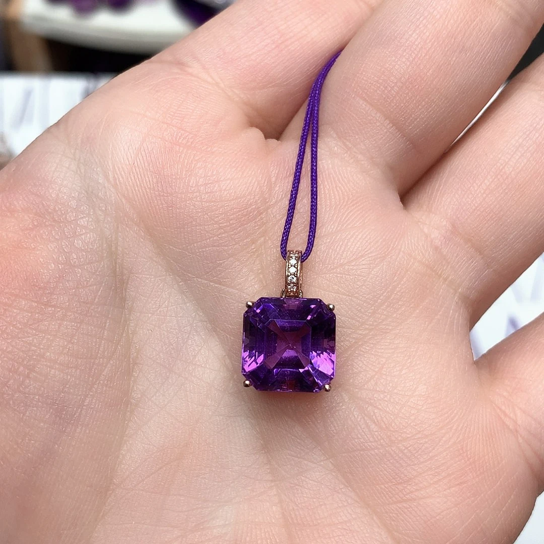 银S925镶嵌紫晶吊坠(赠链)L