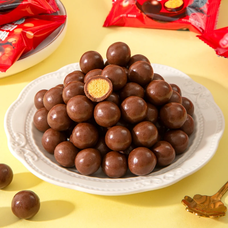 一桶真爱麦丽素桶装巧克力豆年货小零食大桶520克