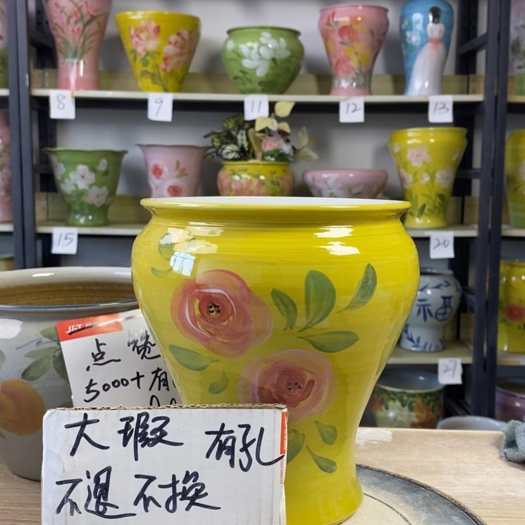 景德镇手工手绘陶瓷花盆