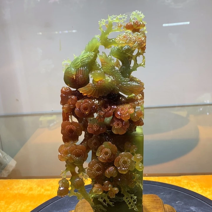 饶***月玉家居摆件梅开五福