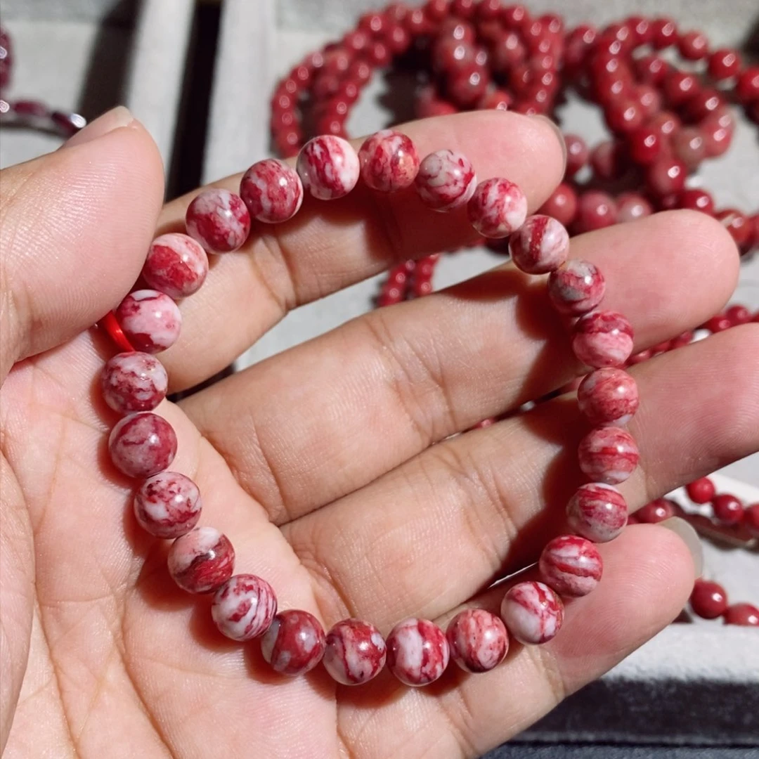 天然辰砂原石手串