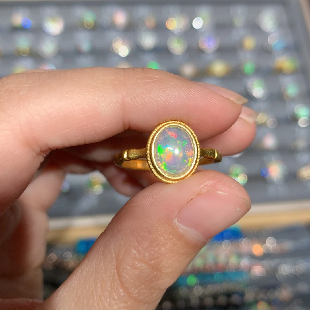 银S925镶嵌欧泊欧泊戒指y