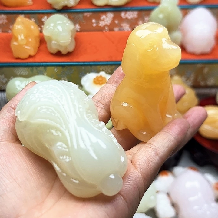 平***凡石材新疆山料手把摆件白菜