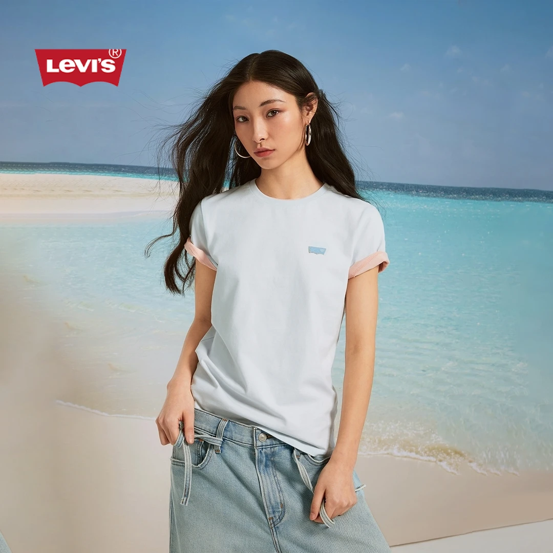 Levi's李维斯25夏新款女士经典品牌LOGO休闲简约针织短袖T恤004IX