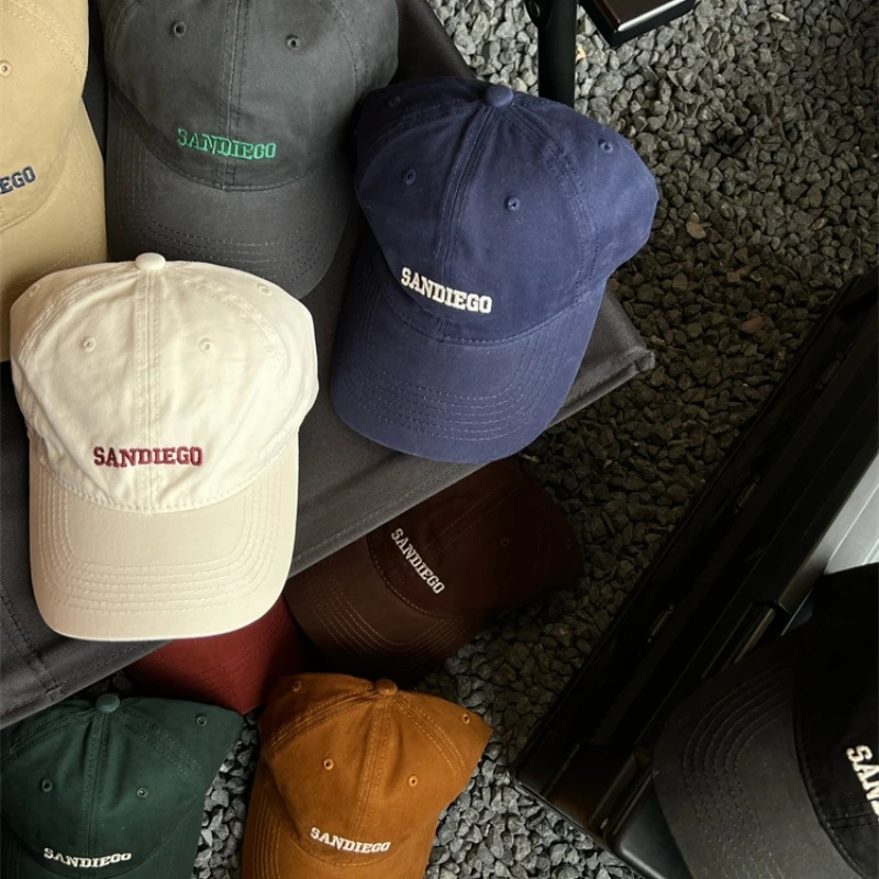 韩国简约复古刺绣字母棒球男女软妹可爱显脸小美式圆脸休闲鸭舌帽