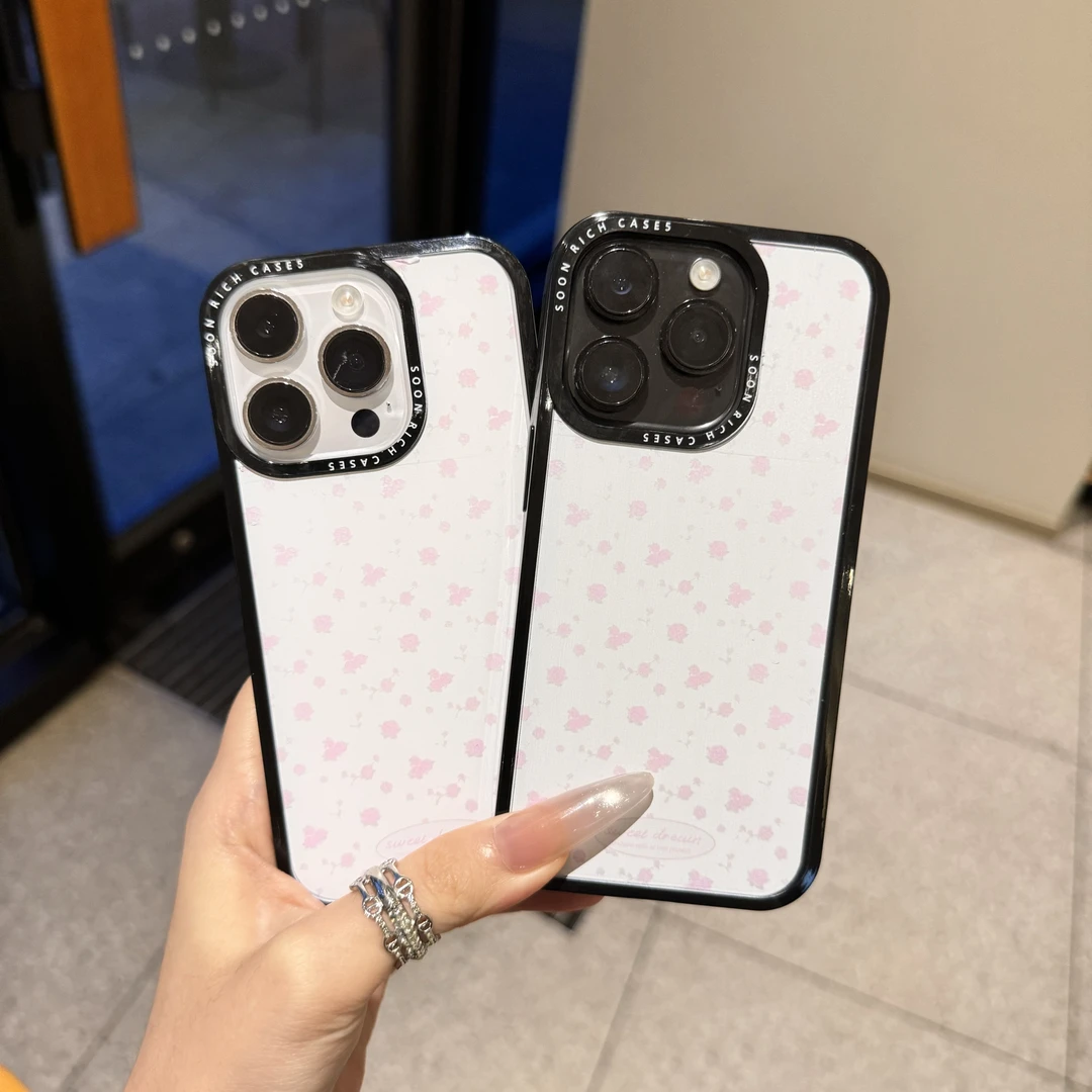 创意白色满屏花case壳适用苹果16pro/15promaxiPhone14手机壳1312