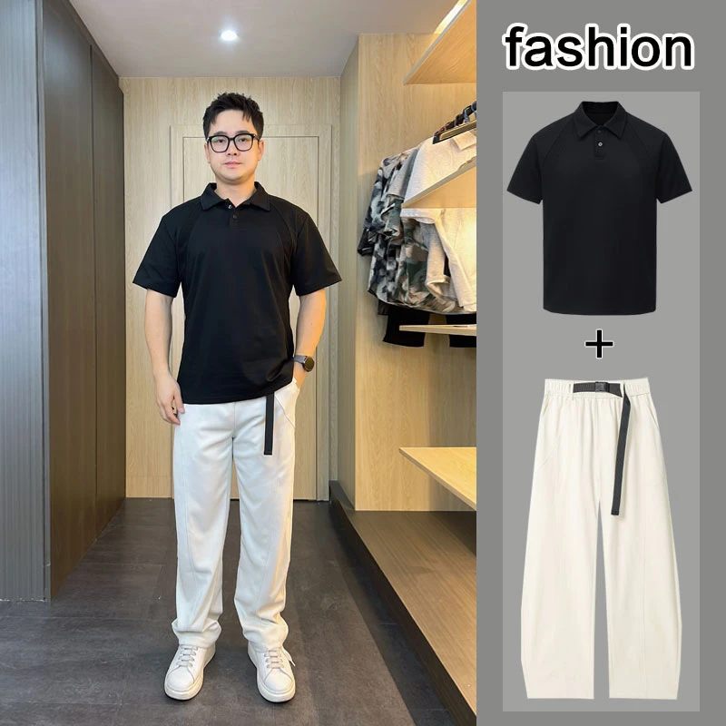 夏季男士短袖polo衫韩版休闲百搭时尚纯色胖人大码翻领潮流夏装