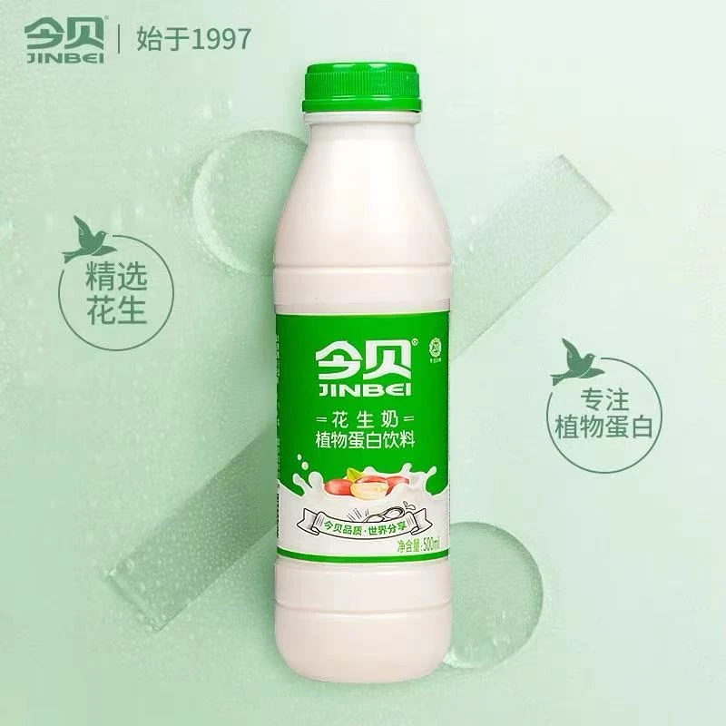 今贝花生奶植物蛋白饮品500ml早餐奶瓶装