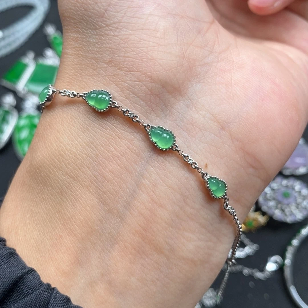 翡翠手链18K金镶嵌手链