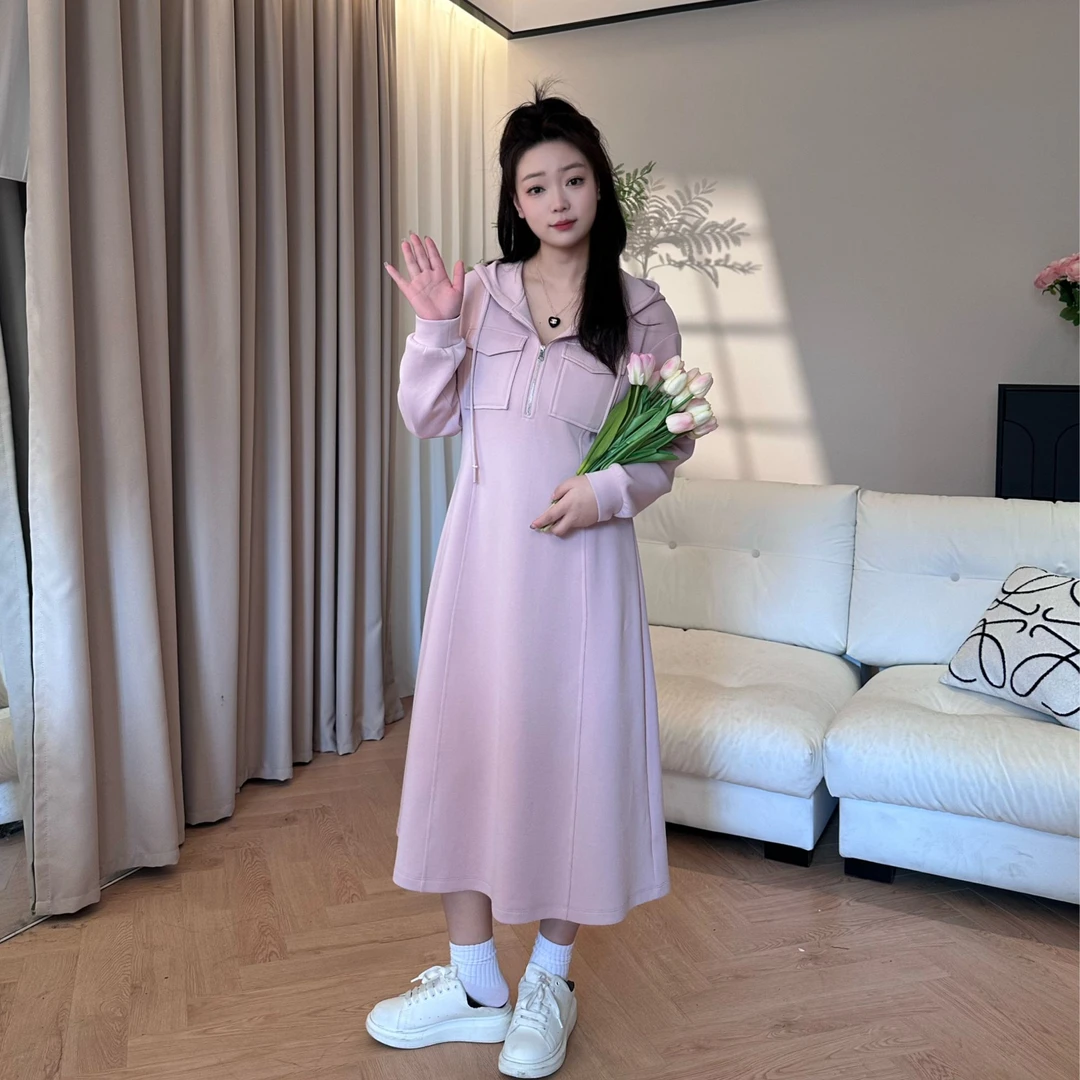 楠序魏魏【春日幻想】微胖女装 2025年春装高级感连帽连衣裙NX13022