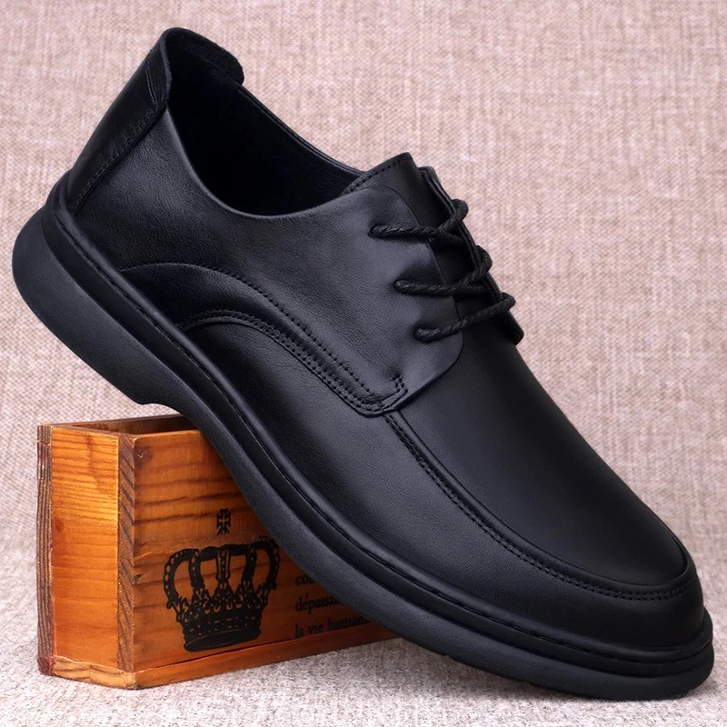 CATIA SELI男士皮鞋真皮轻便系带头层牛皮商务休闲鞋软底车缝线