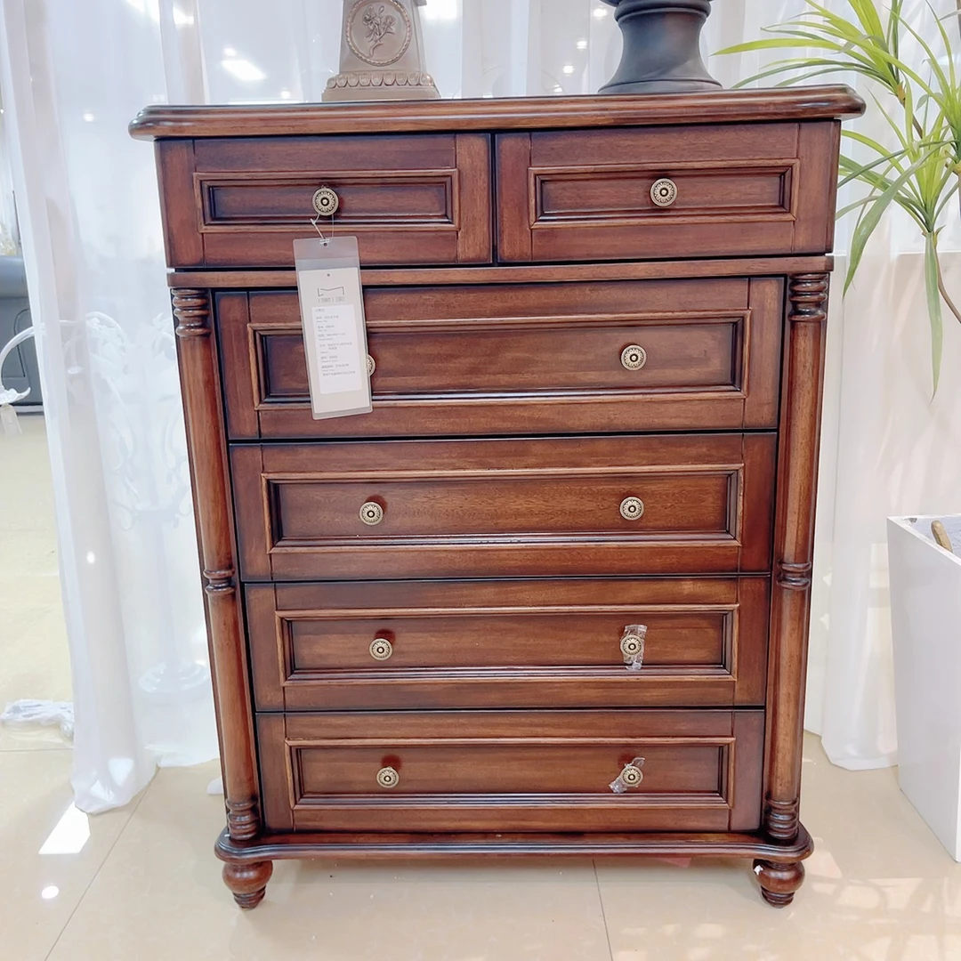 进口桃花芯木六斗柜家具客厅空间大容量柜子家用抽屉式斗柜