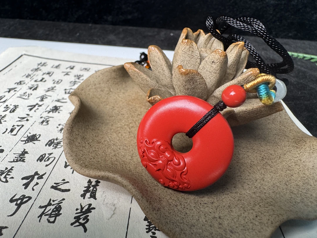 含辰砂工艺品天然高含量水飞红砂貔貅平安扣