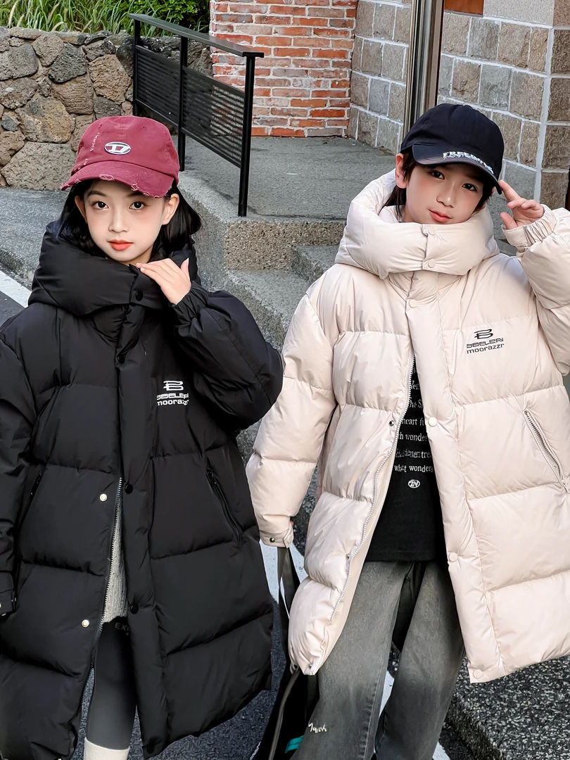 儿童羽绒服反季加厚中大童男女亲子连帽外套长款过膝保暖秋冬韩版