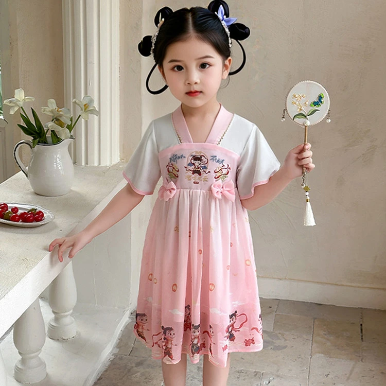 女小童夏季哪吒汉服连衣裙2025新款宝宝新中式公主裙儿童古风裙子