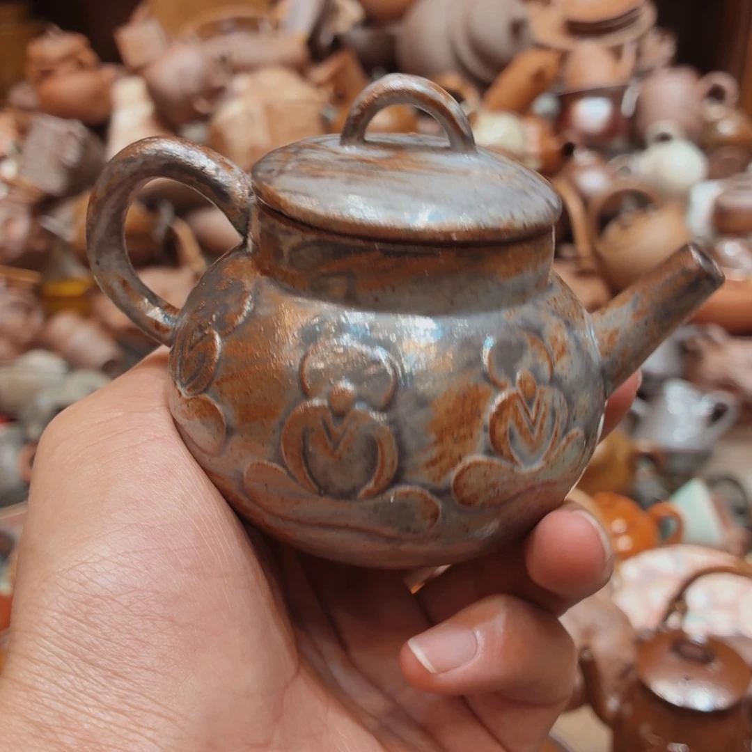 柴烧老岩泥手工茶壶器皿