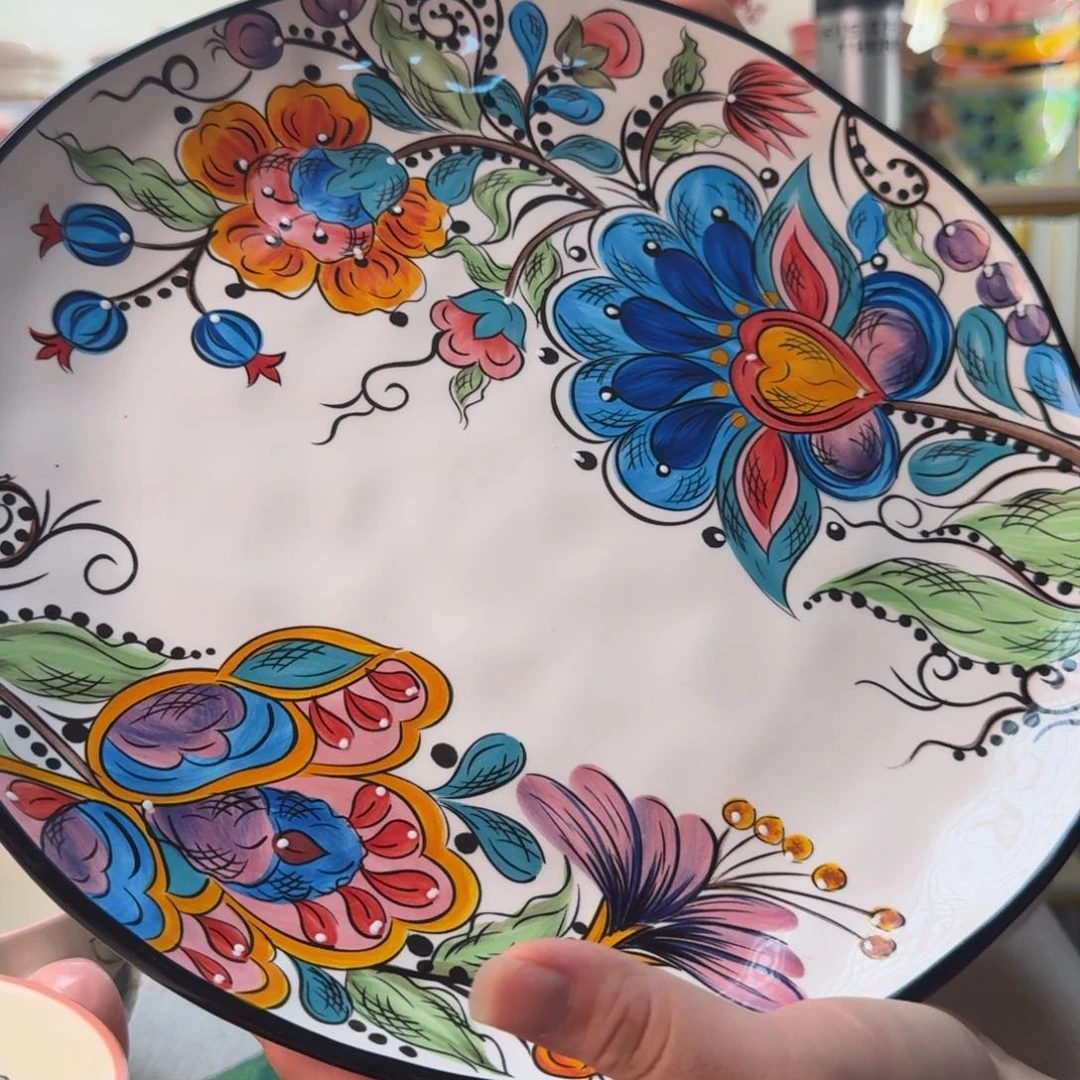 陶瓷11英寸白奥克大盘一只看图