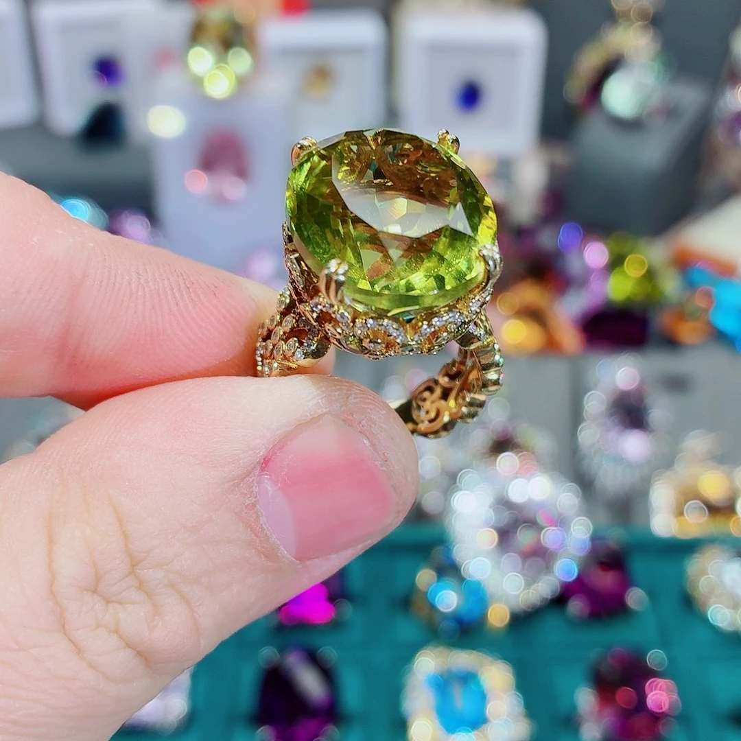 水晶戒指银S925镶嵌