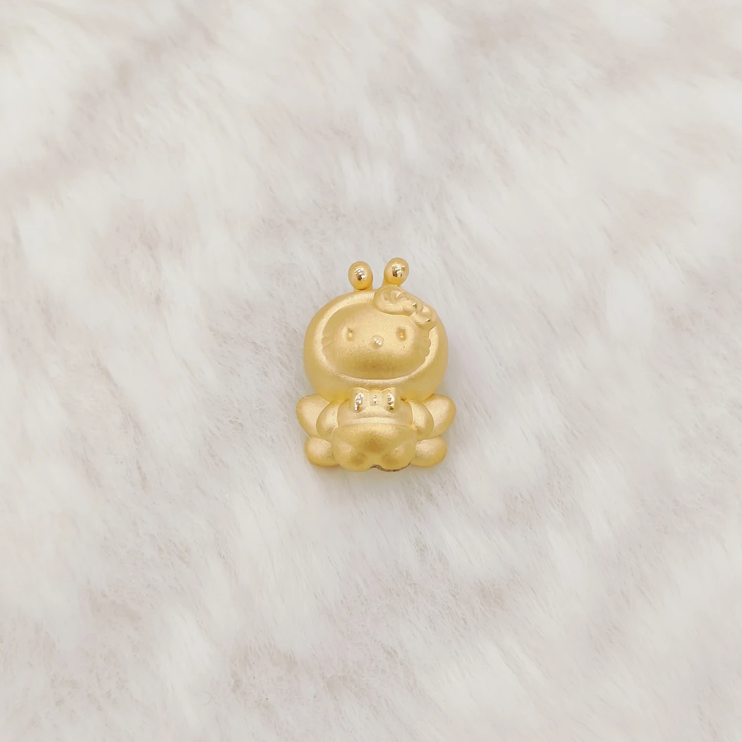 吉金珠宝 足金999蜜蜂头套kitty全身款3D素金硬金转运珠手串