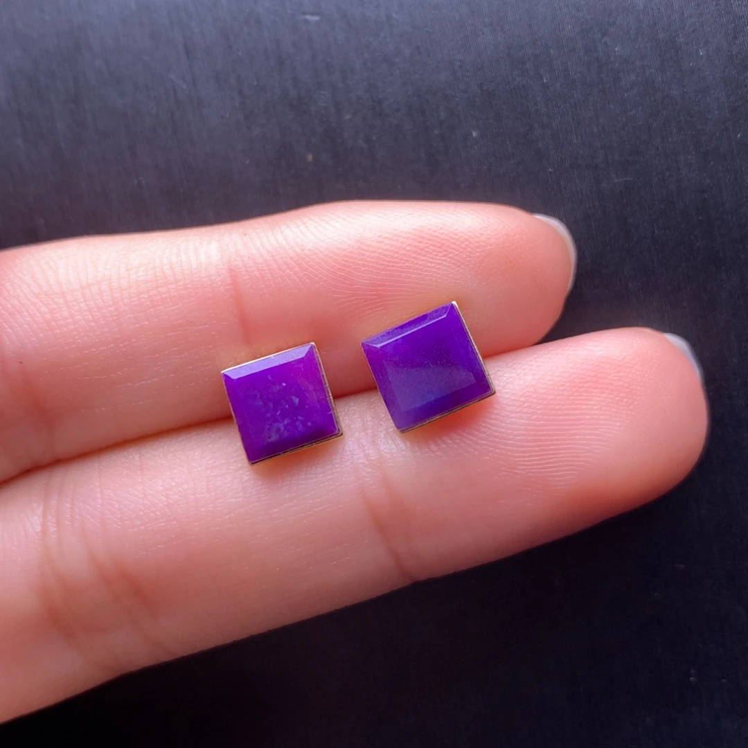 苏纪石（舒俱来）耳钉18K金镶嵌