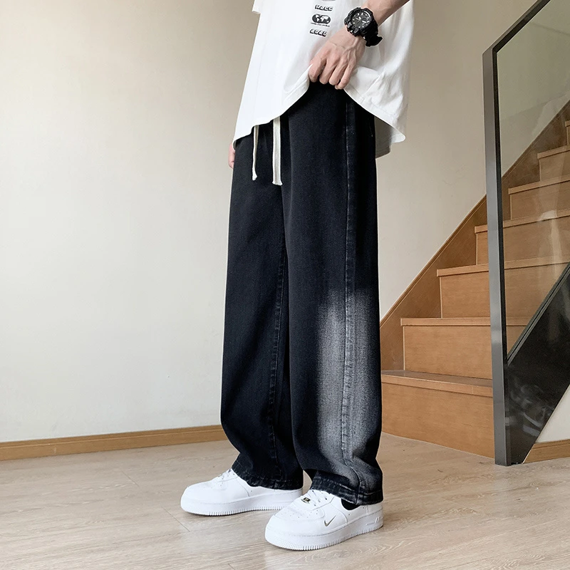 牛仔长裤子男生春秋季新款学生直筒休闲裤秋季男士阔腿直筒牛仔裤