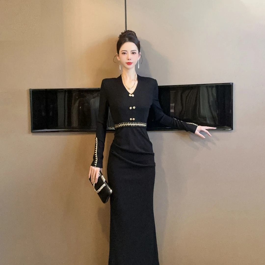 【设计师定制】新款法式高定气质修身显瘦高级感通勤连衣裙21611