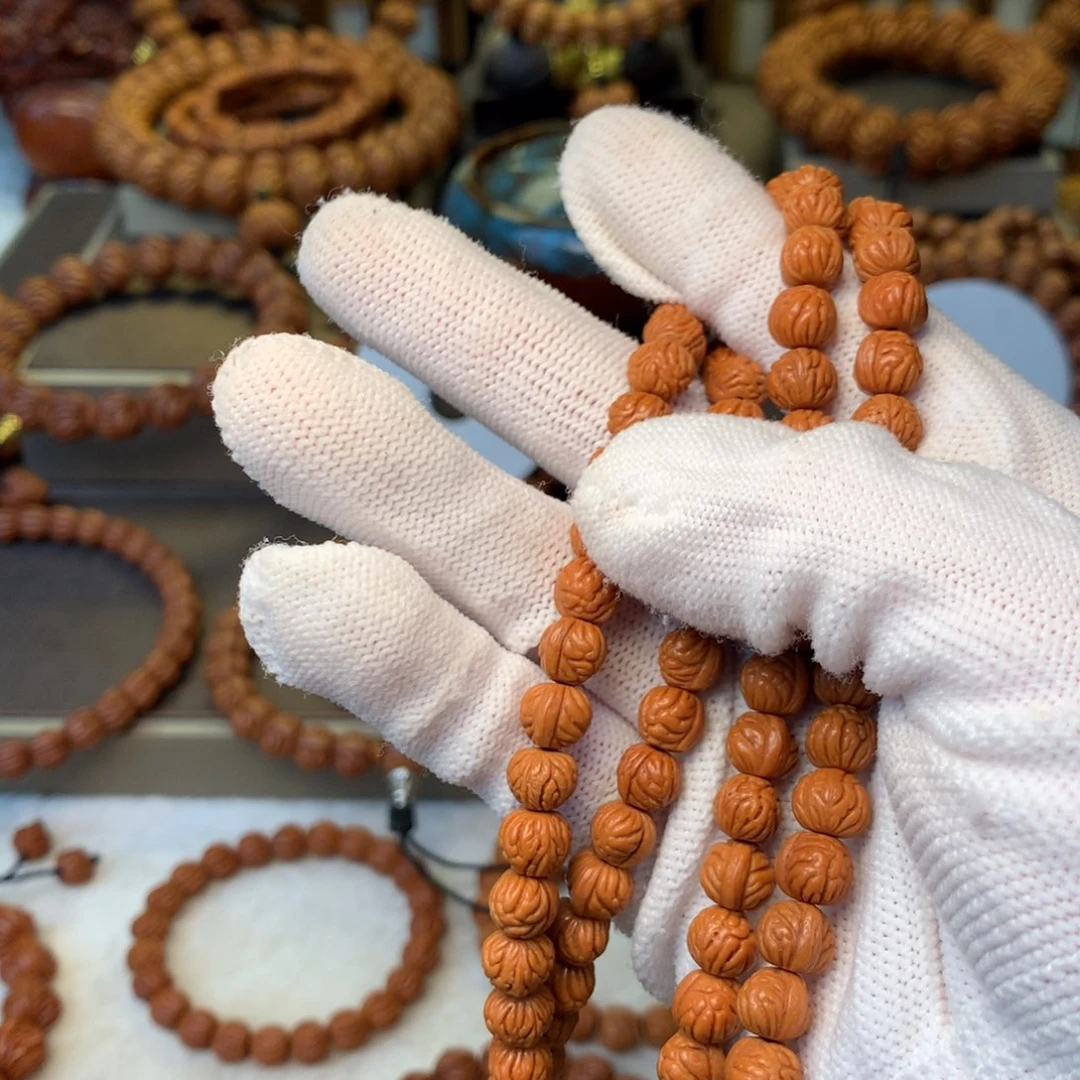 聽***风桃核手串秦岭龙纹