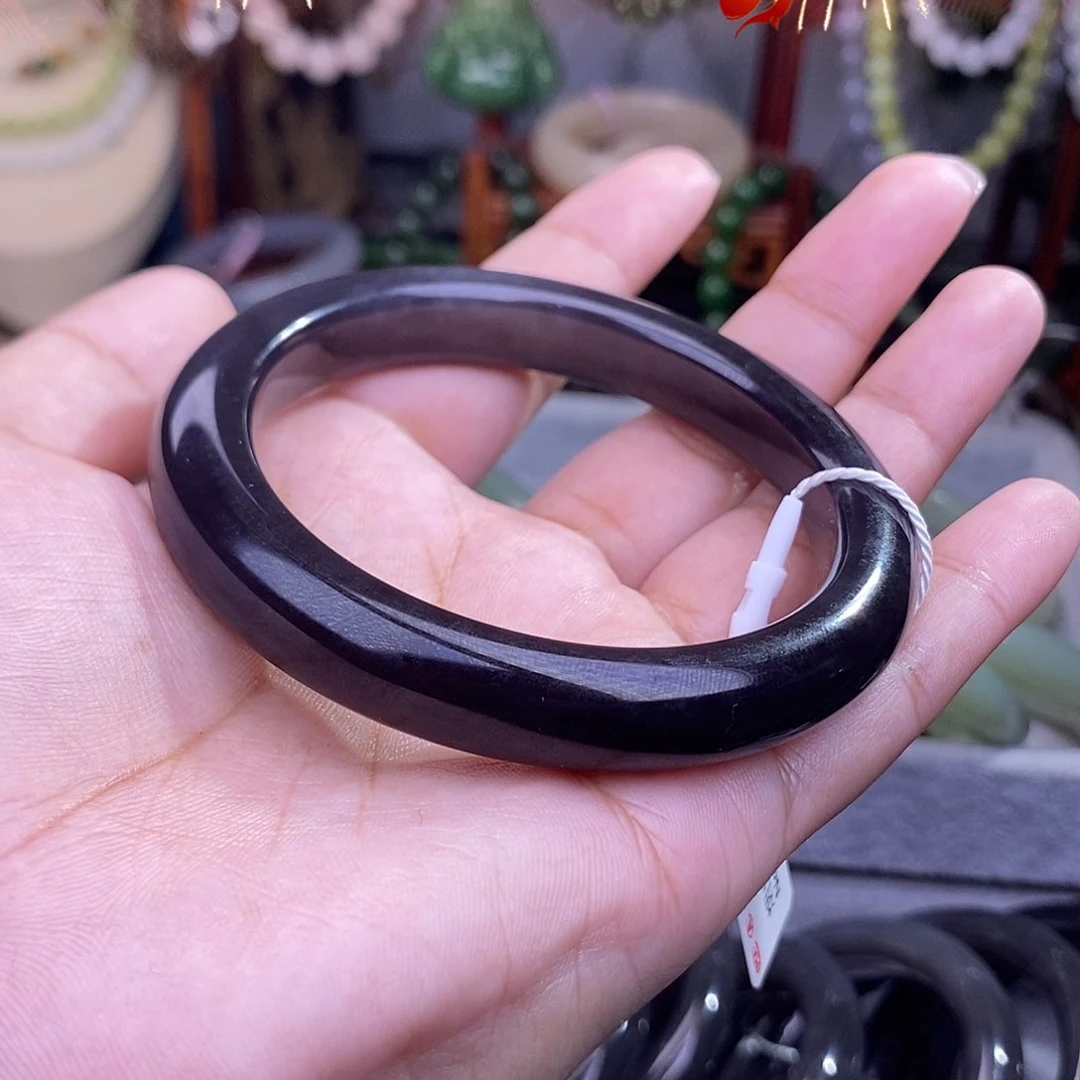 和田玉烟紫收藏帝王紫手镯59.9圈未镶嵌