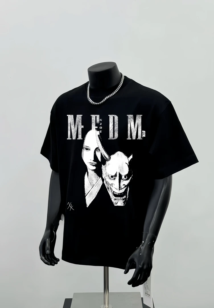 STA.MEDM联名美式复古印花T恤男女小众艺伎印花宽松上衣2025夏季