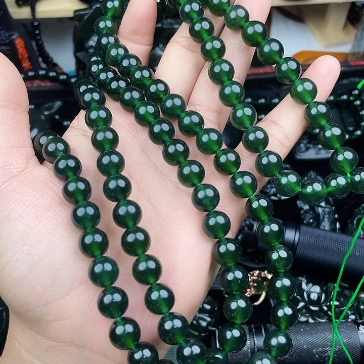 蛇纹石玉未镶嵌手链泰山玉10。108