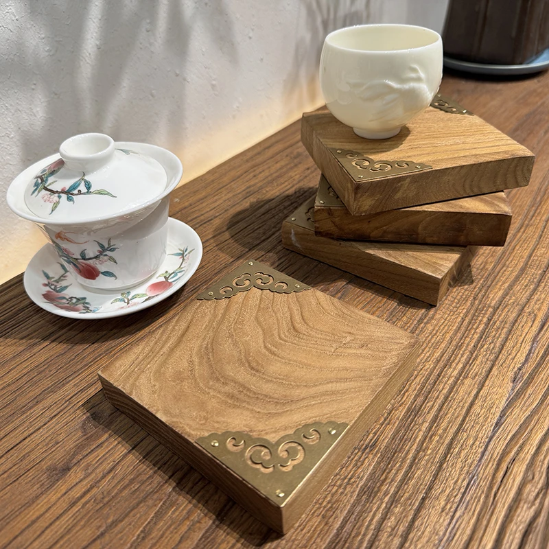 方壶撑托盘实木壶承简约隔热茶盘单层壶托长方形家用干泡台茶杯垫