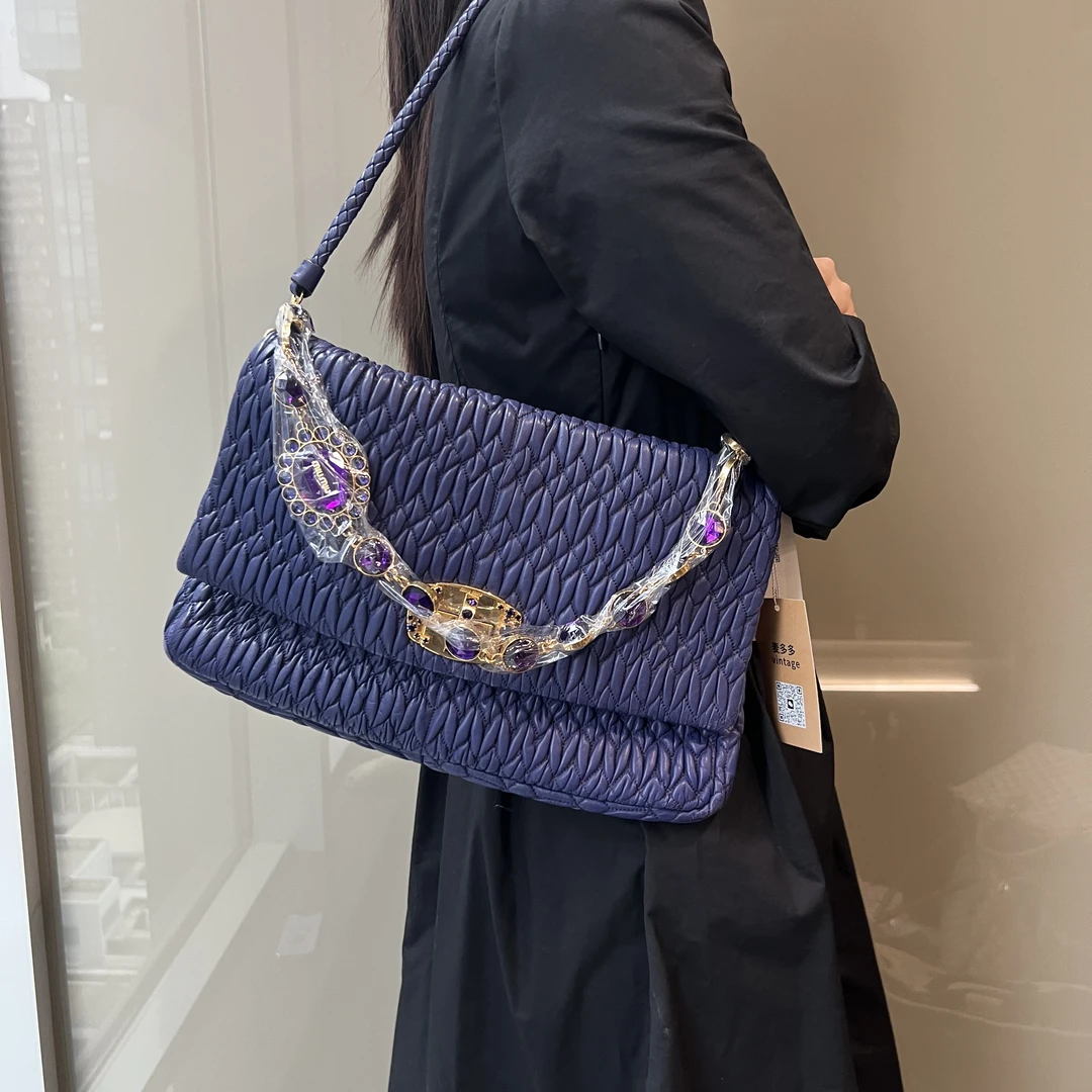 95新 MIU MIU/缪缪 紫色钻石链条包/5219