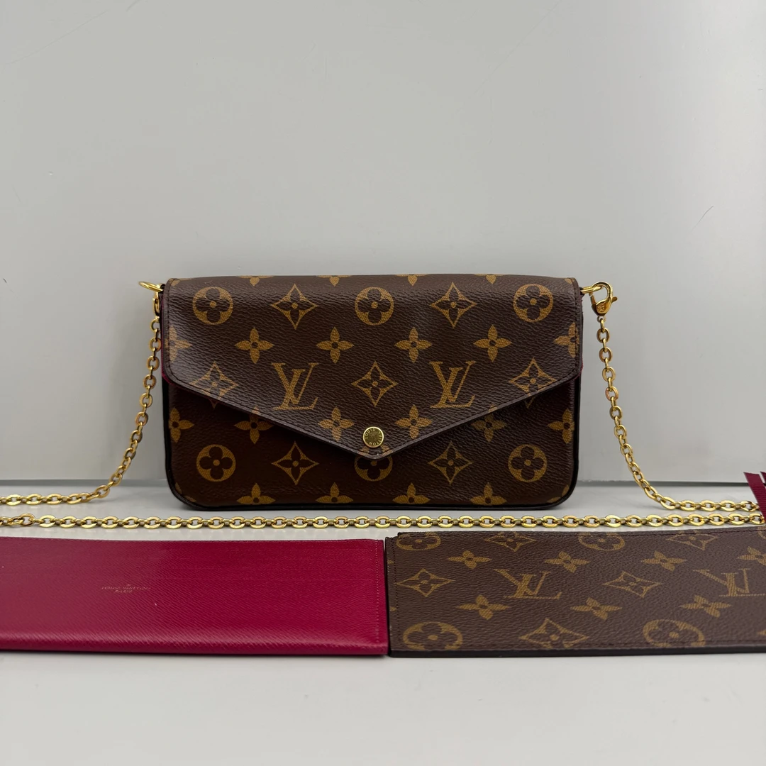 95新 LouisVuitton/路易威登 优选/老花三合一链条包B/21×12×3