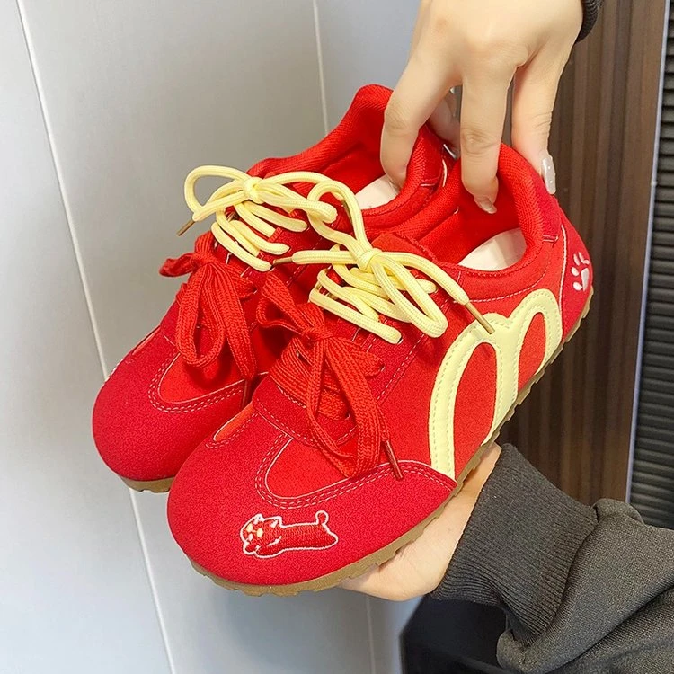 麦当猫~原创刺绣德训鞋女夏季新款百搭休闲阿甘鞋【麦门永存】1